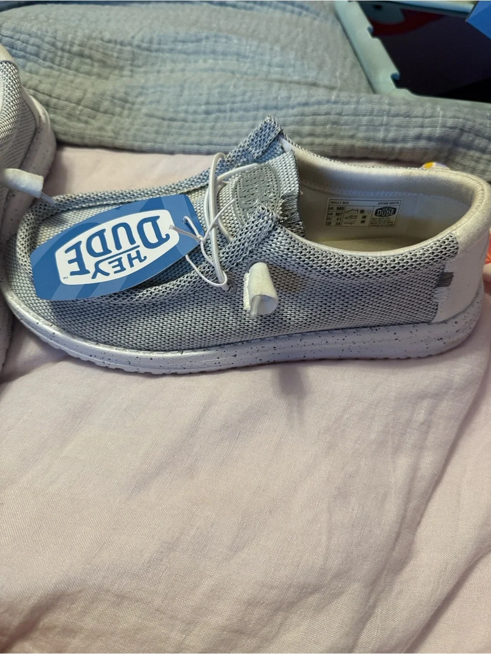 Hey Dude Wally Sox Stone White Knit Slip-On Loafers